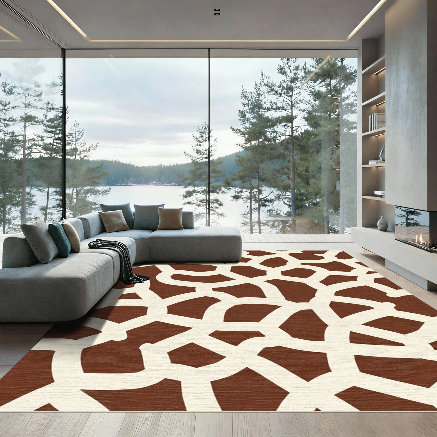 Brown Cream Giraffe Spots Rug