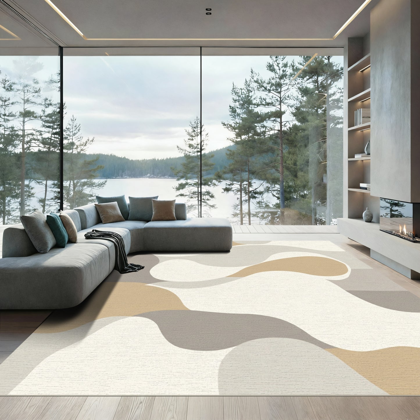 Earthy Abstract Organic Shape Rug