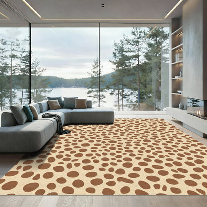 Brown Spotted Tan Organic Composition Rug