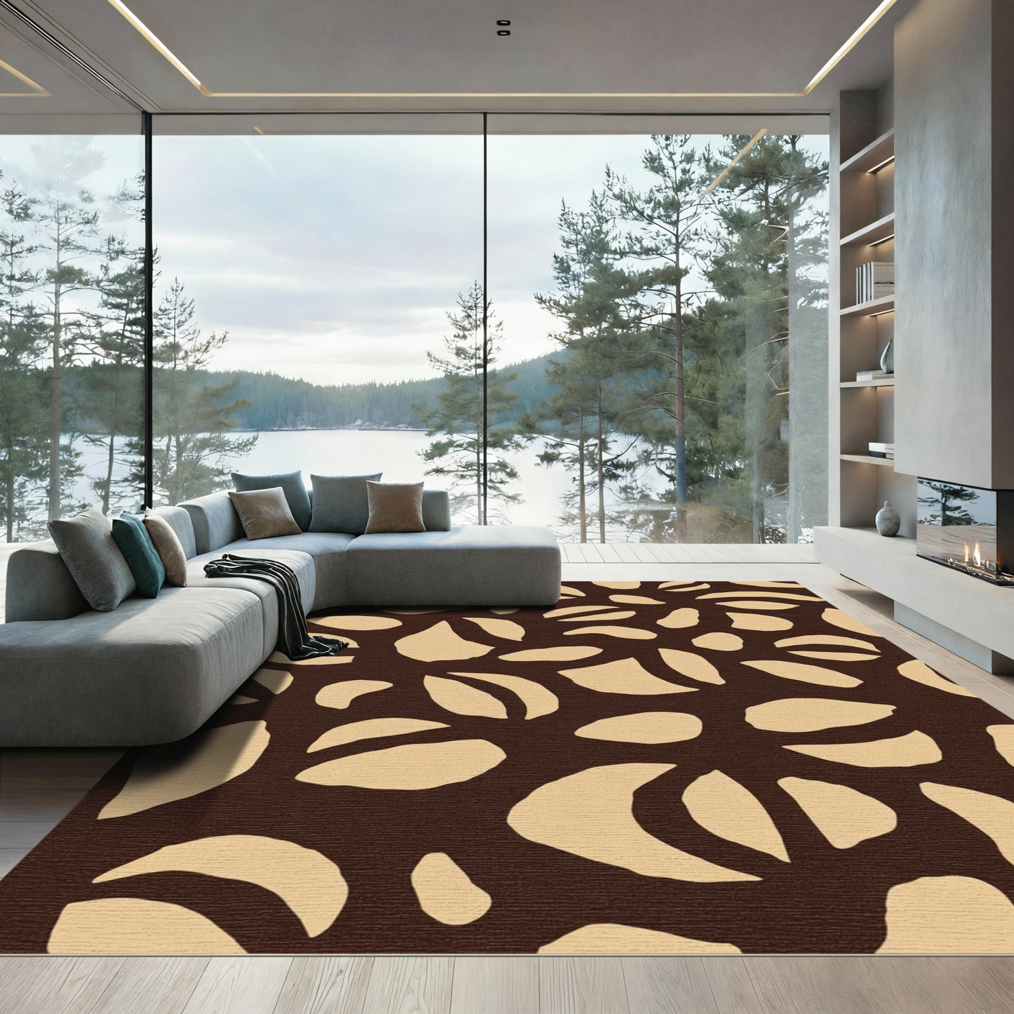 Organic Tan Irregular Shapes Rug