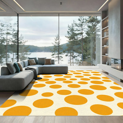Orange Circles Polka Dot Background Rug