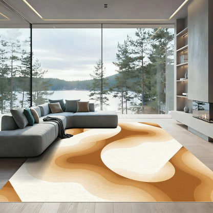 Golden Cream Gradient Waves Rug