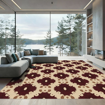 Deep Crimson Center Oval Medallion Rug