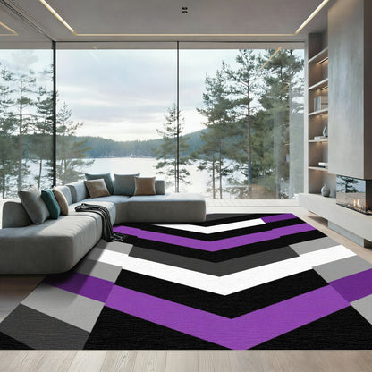 Modern Purple Geometric Chevron Rug