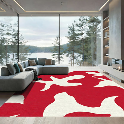 Bold Red Organic Blob Rug