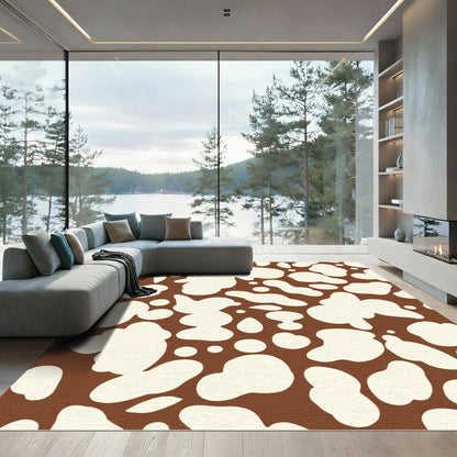 Brown Cream Organic Patchwork Layout Rug