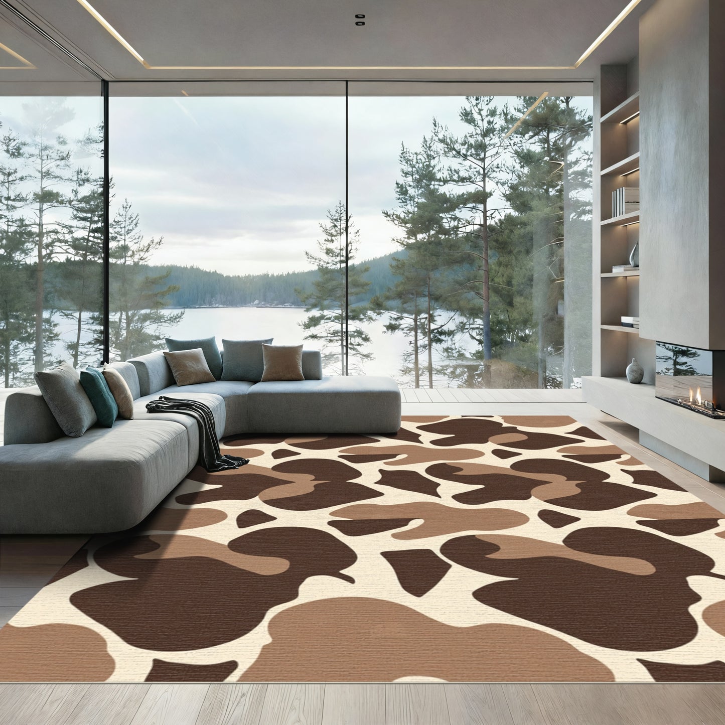 Brown Giraffe Spots Abstract Rug