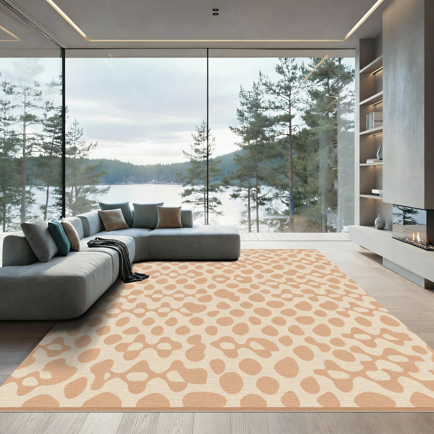 Earthy Tone Abstract Leopard Spots Rug