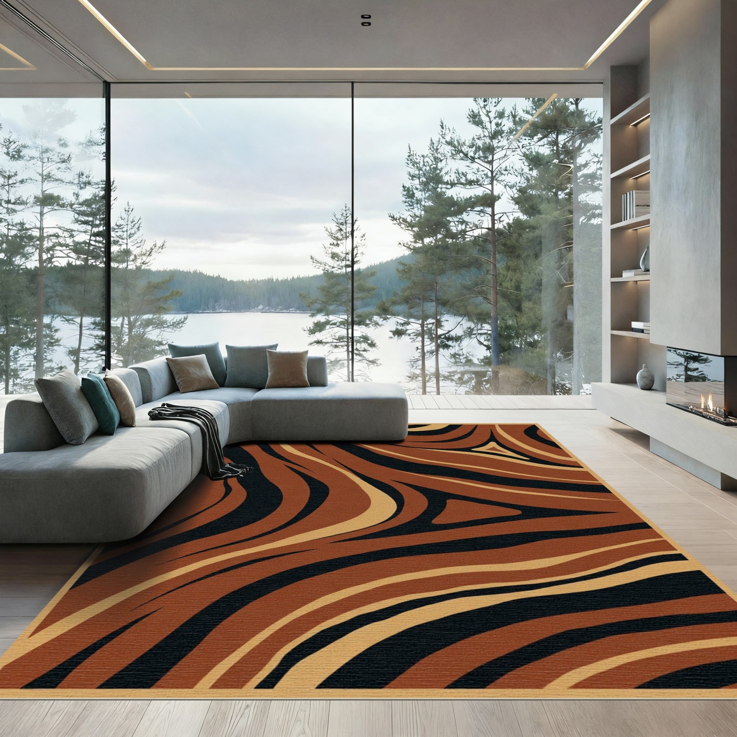 Earthy Tones Abstract Swirl Rug
