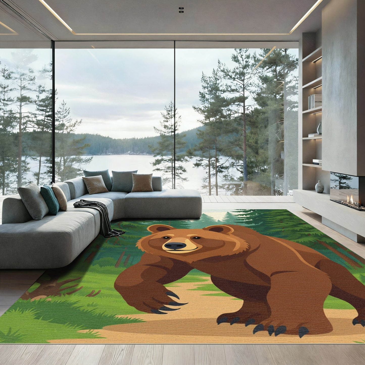 Brown Bear Woodland Path Rug