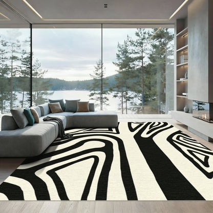 Monochrome Organic Stripe Flow Rug