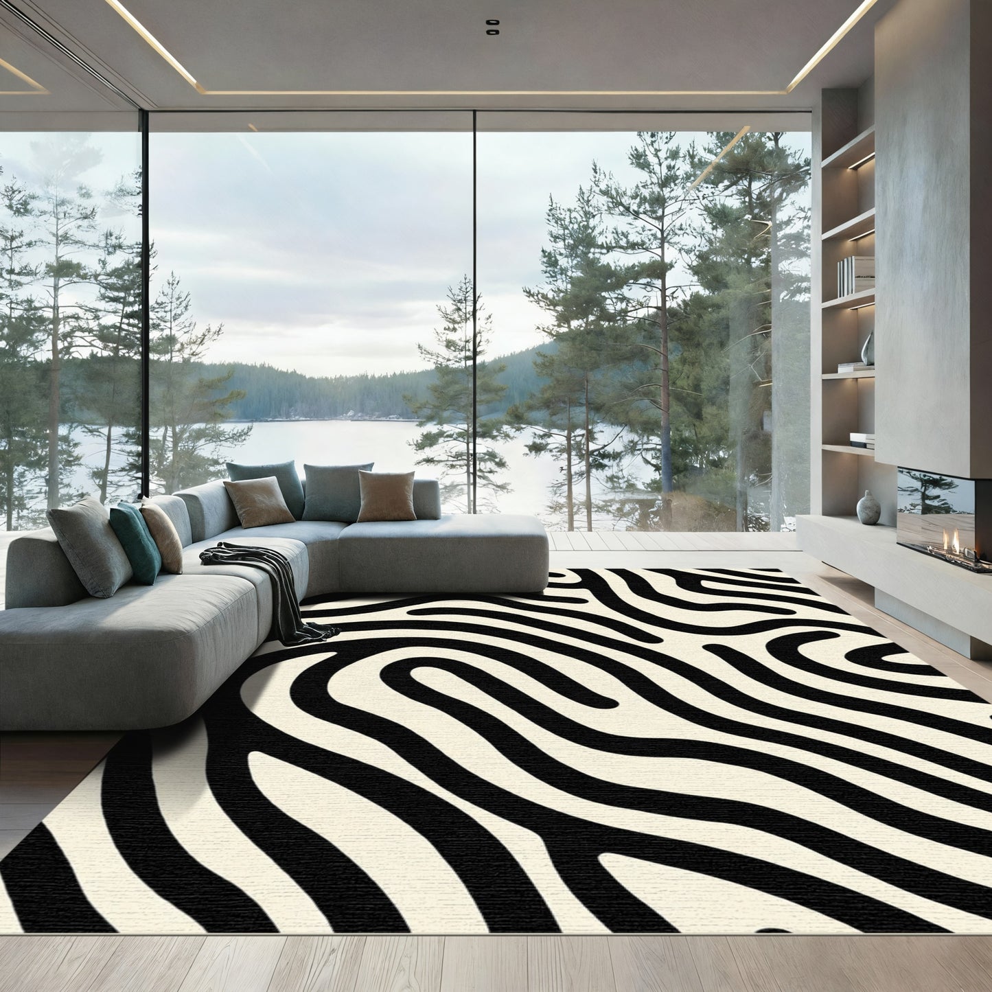 Natural Black Organic Wave Rug