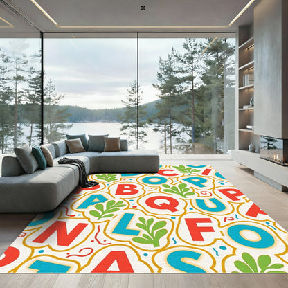 Playful Alphabet Garden Collage Rug