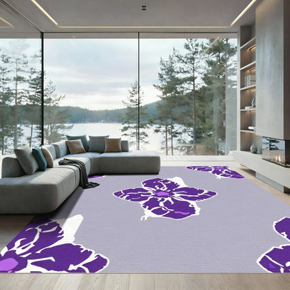Vibrant Violet Floral Garden Layout Rug
