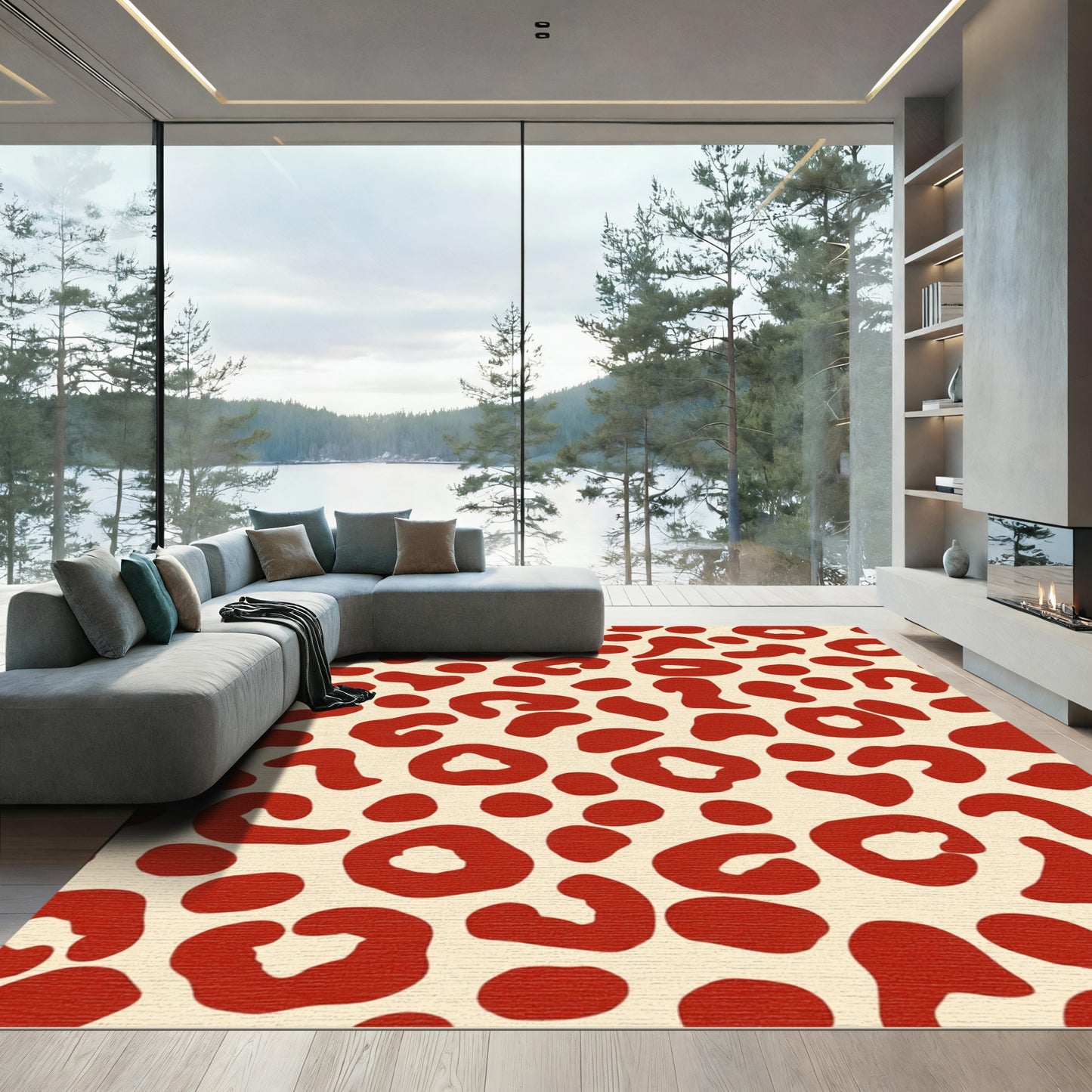 Crimson Leopard Spots Scatter Rug