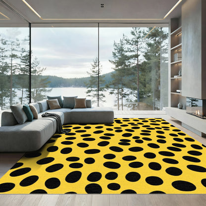 Bold Yellow Black Spots Rug