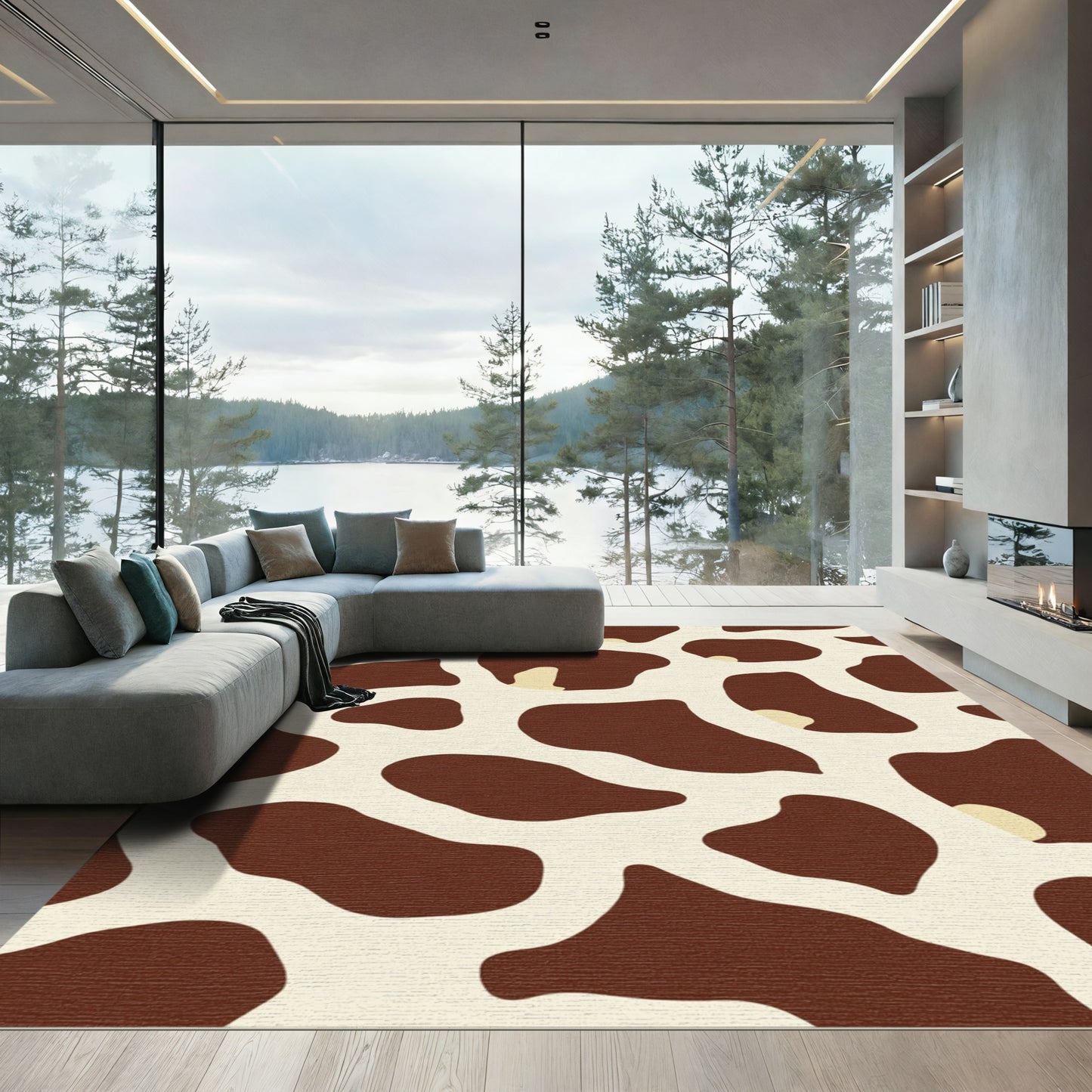 Brown Cream Spots Abstraction Rug
