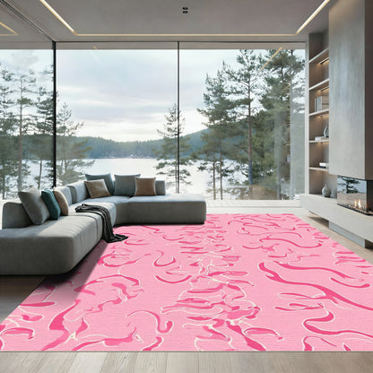 Pink Abstract Wavy Organic Form Rug