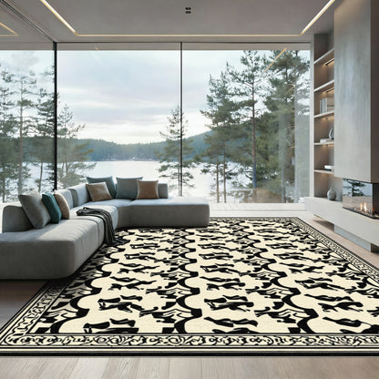 Black Ivory Abstract Arch Motif Rug