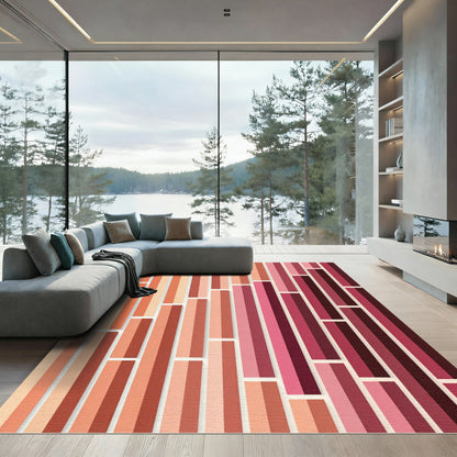 Gradient Pink Orange Vertical Bars Rug