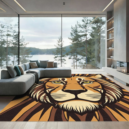 Majestic Lion Head Brown Toned Rug