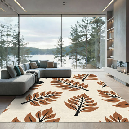 Brown Terra Cotta Leafy Branches Rug