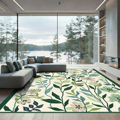 Botanical Vintage Greens Floral Foliage Rug