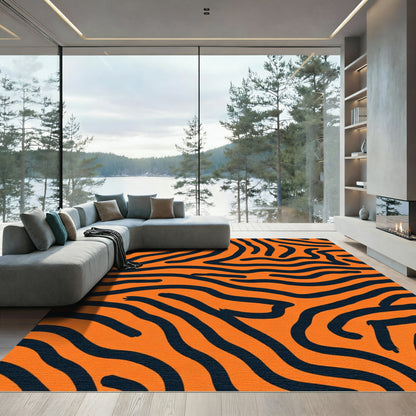 Bold Orange Black Zebra Stripes Rug