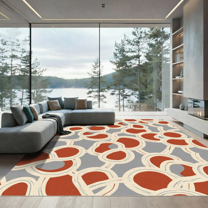 Gray Terracotta Abstract Swirl Rug
