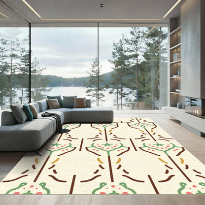 Earthy Floral Medallion Ivory Rug