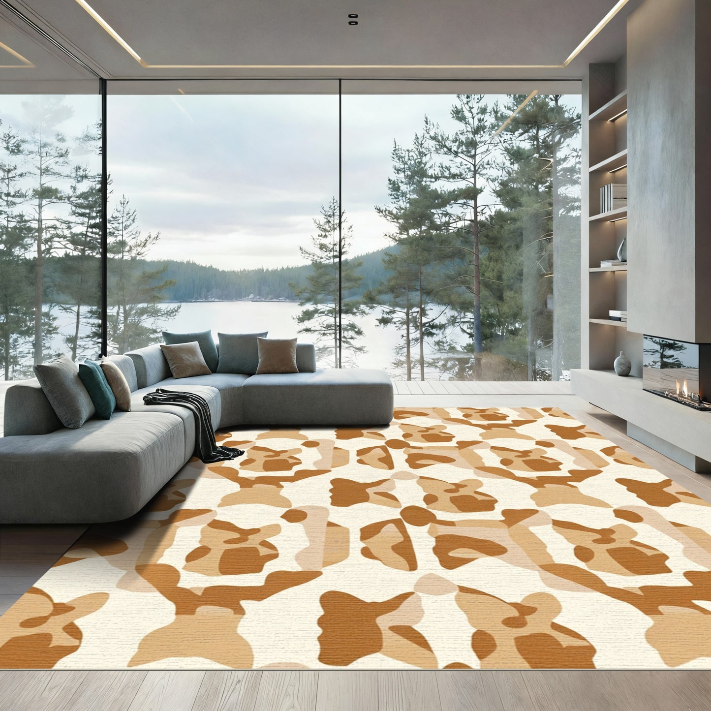 Abstract Earthy Tones Organic Shapes Rug