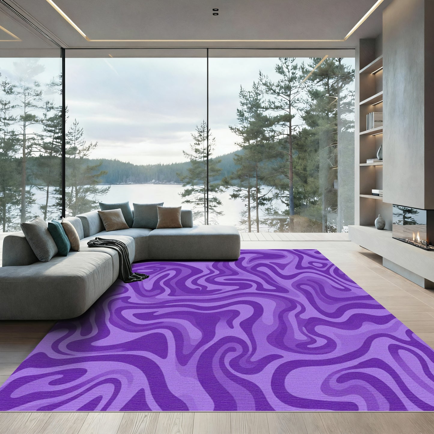 Amethyst Swirl Abstract Flow Rug