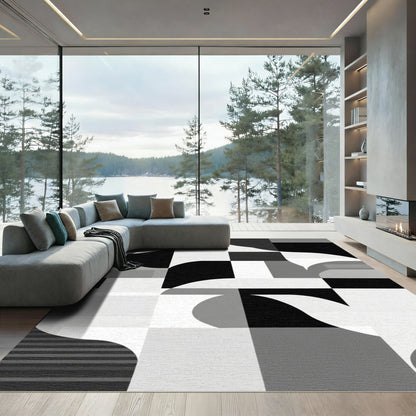 Monochromatic Geometric Abstract Shapes Rug