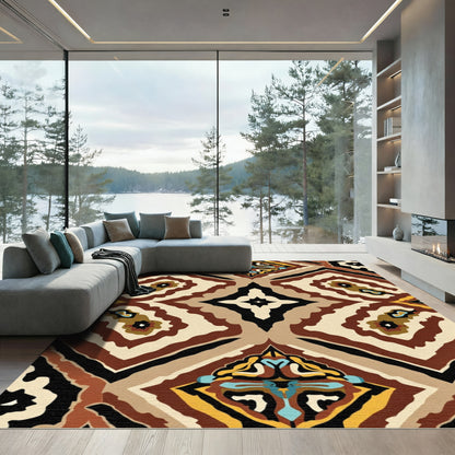 Earth Tones Warm Ethnic Diamond Rug