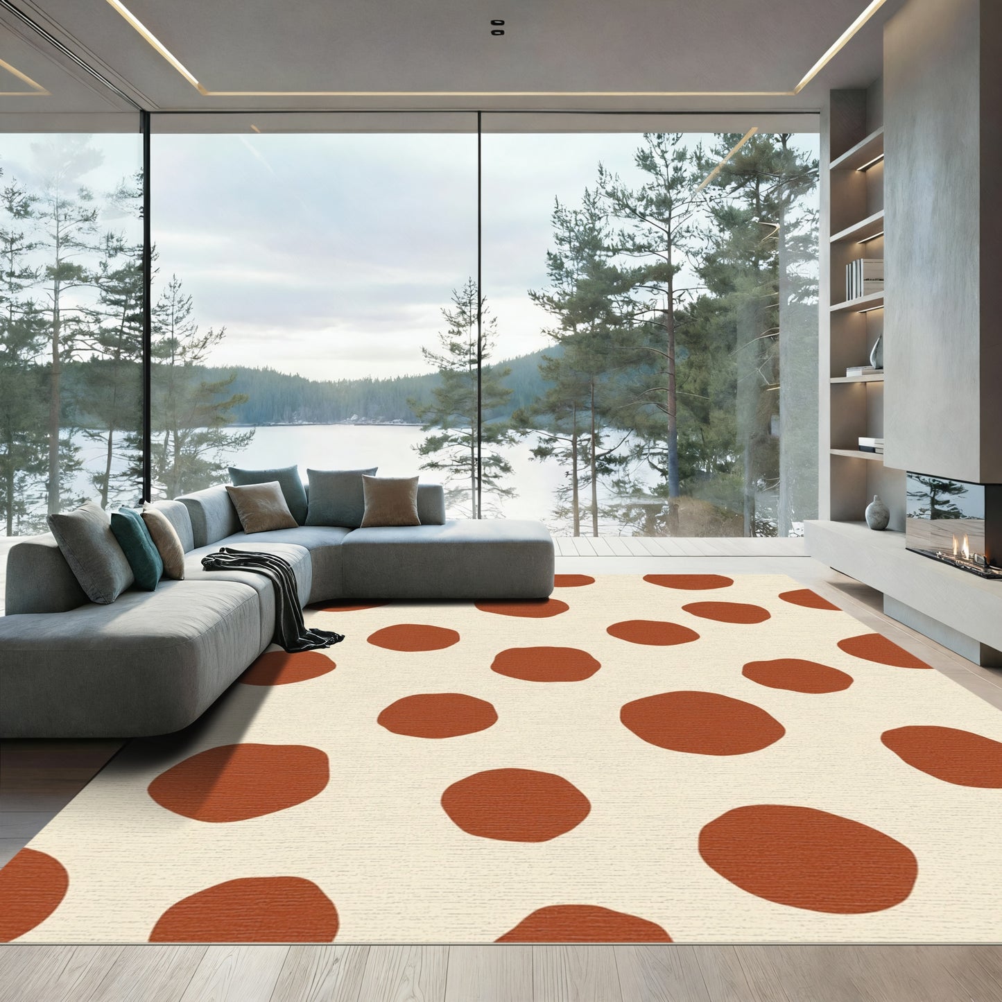 Terracotta Polka Dot Scatter Rug