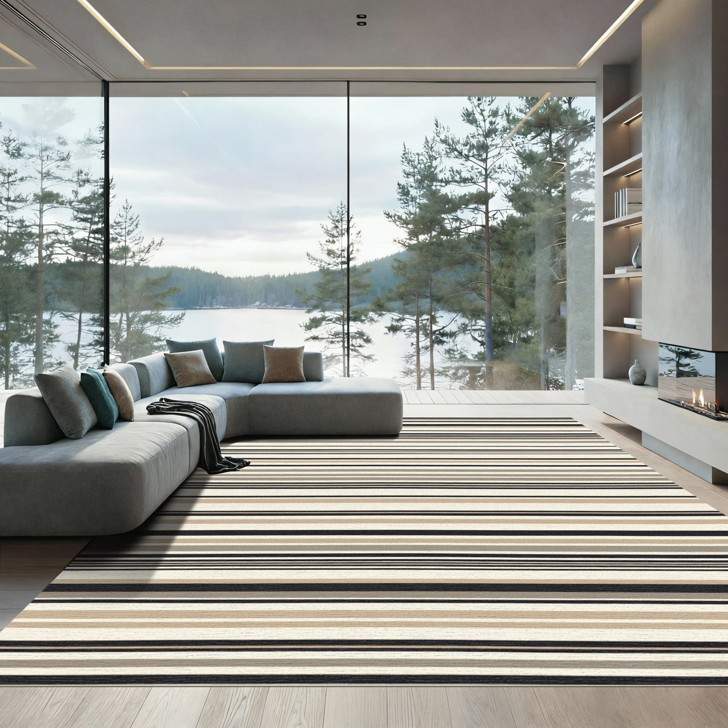 Neutral Tones Horizontal Stripe Rug