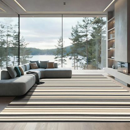 Neutral Tones Horizontal Stripe Rug
