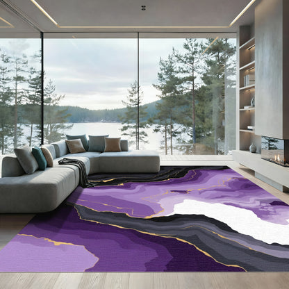 Amethyst Geode Abstract Gold Veins Rug