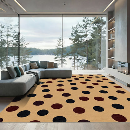 Brown Black Red Polka Dots Rug