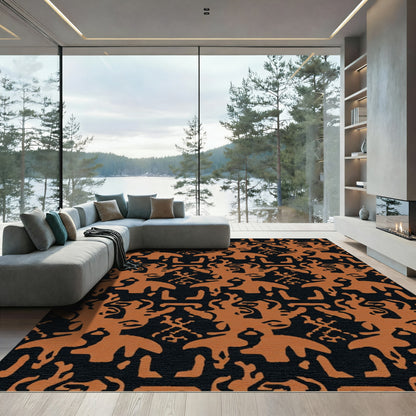 Terracotta Figures Black Repeating Rug