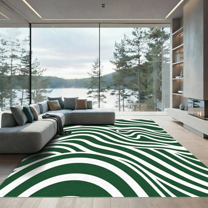 Deep Emerald Abstract Swirls Rug