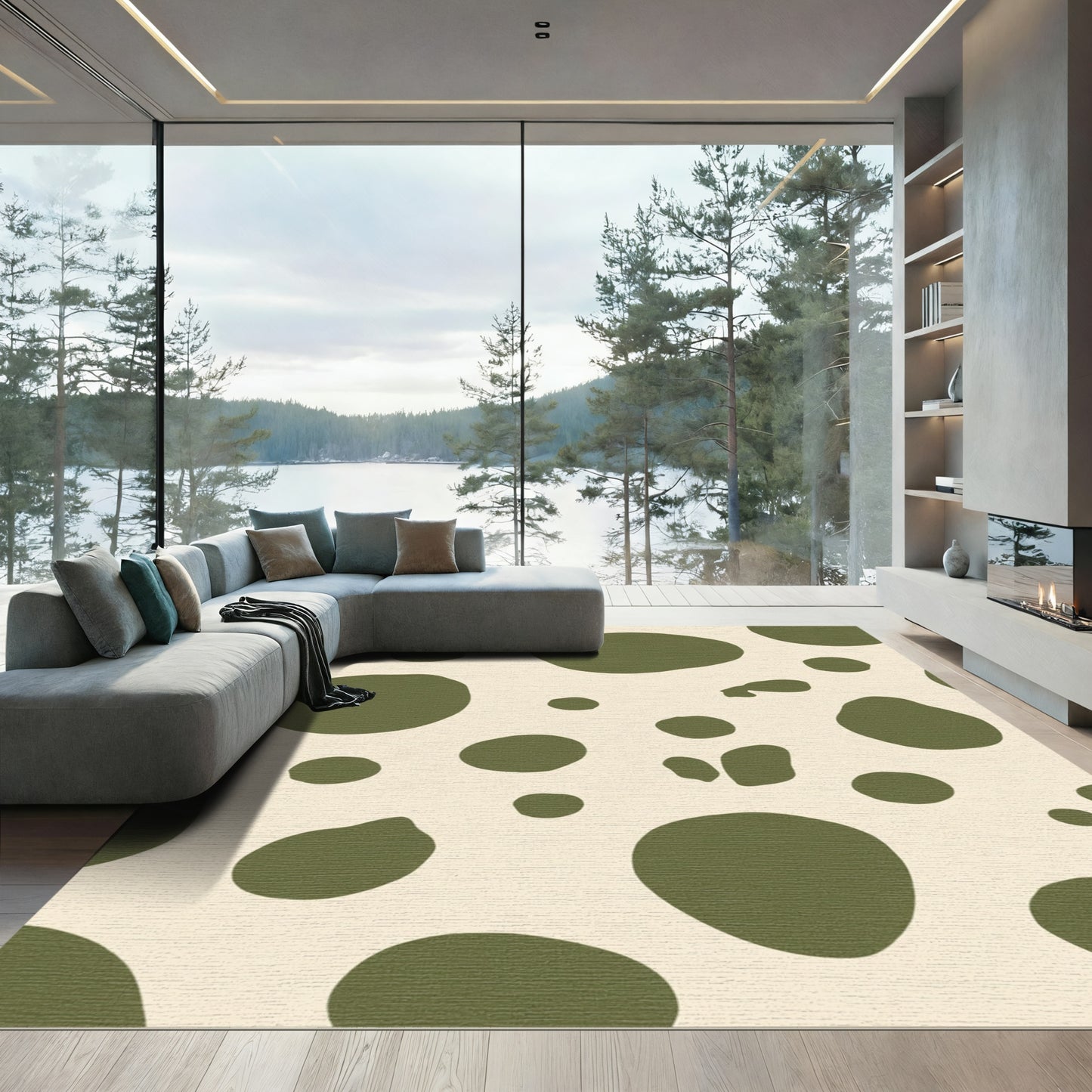 Olive Polka Dot Spot Rug