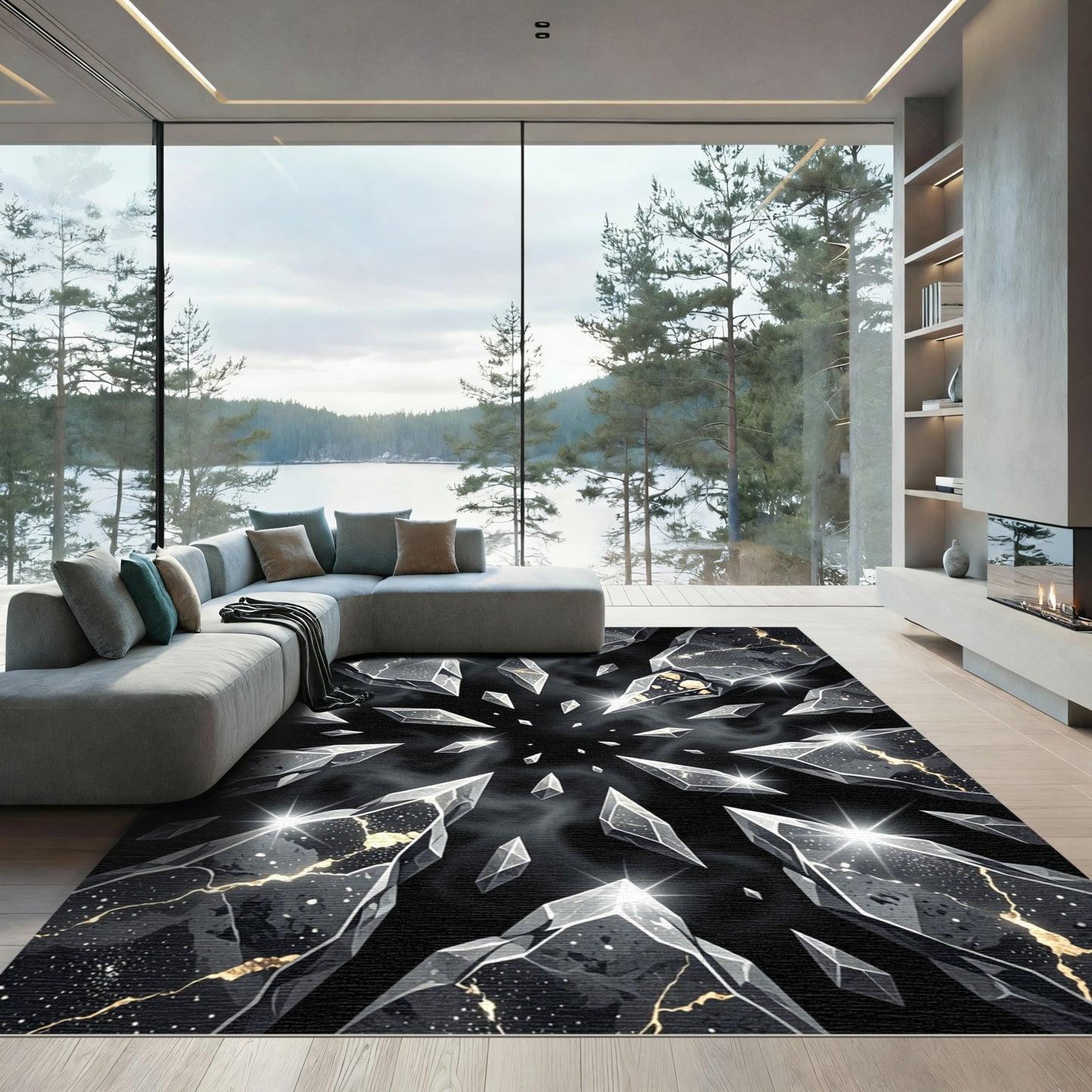 Chic Geometric Crystal Shards Rug