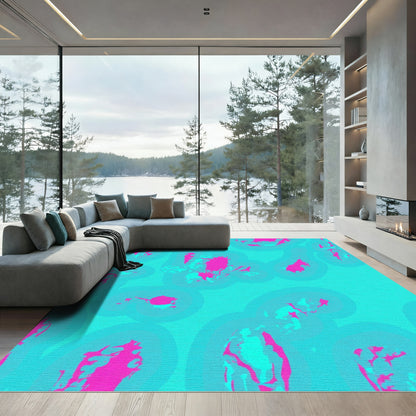 Vibrant Pink Teal Organic Splash Rug