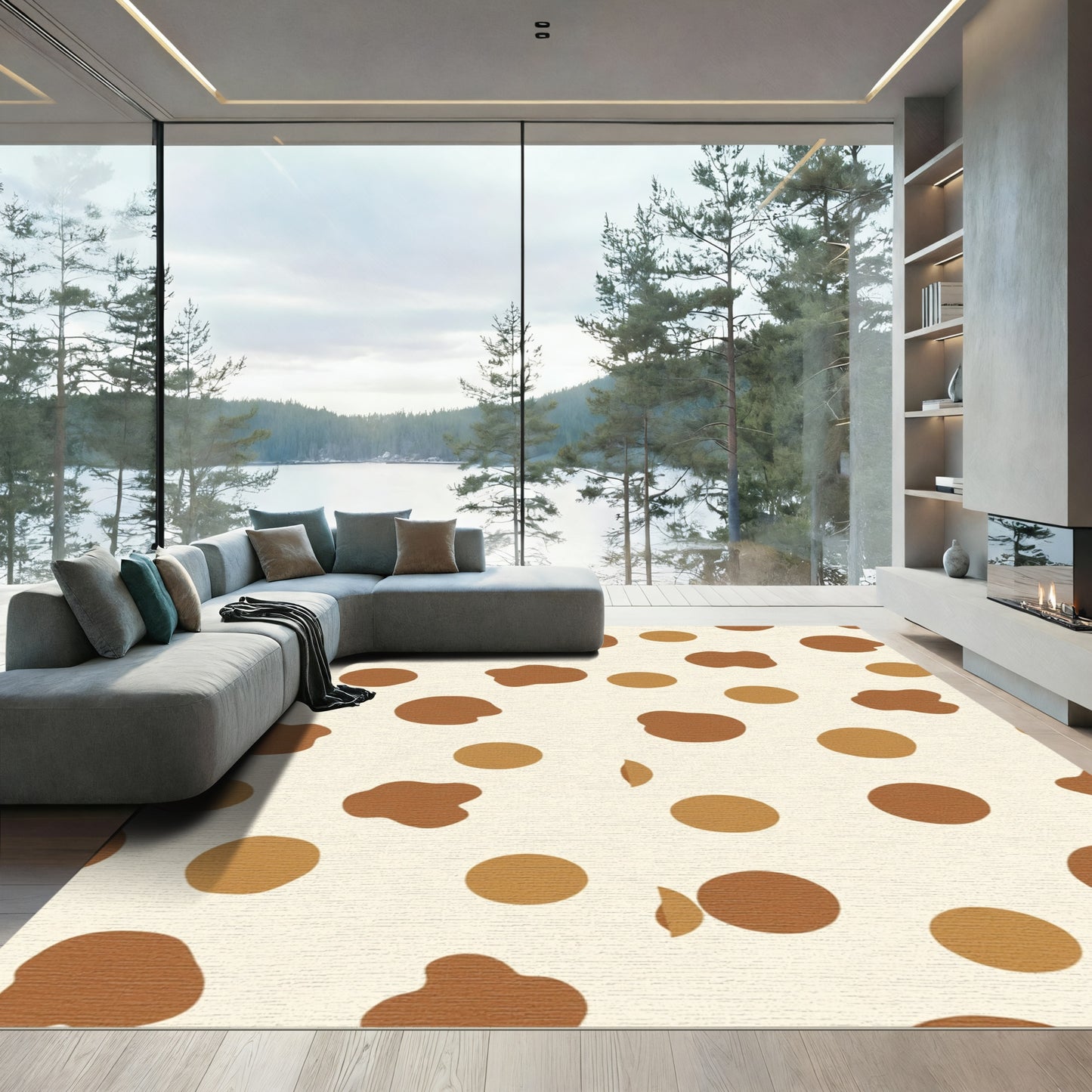 Brown Taupe Polka Dot Collage Rug