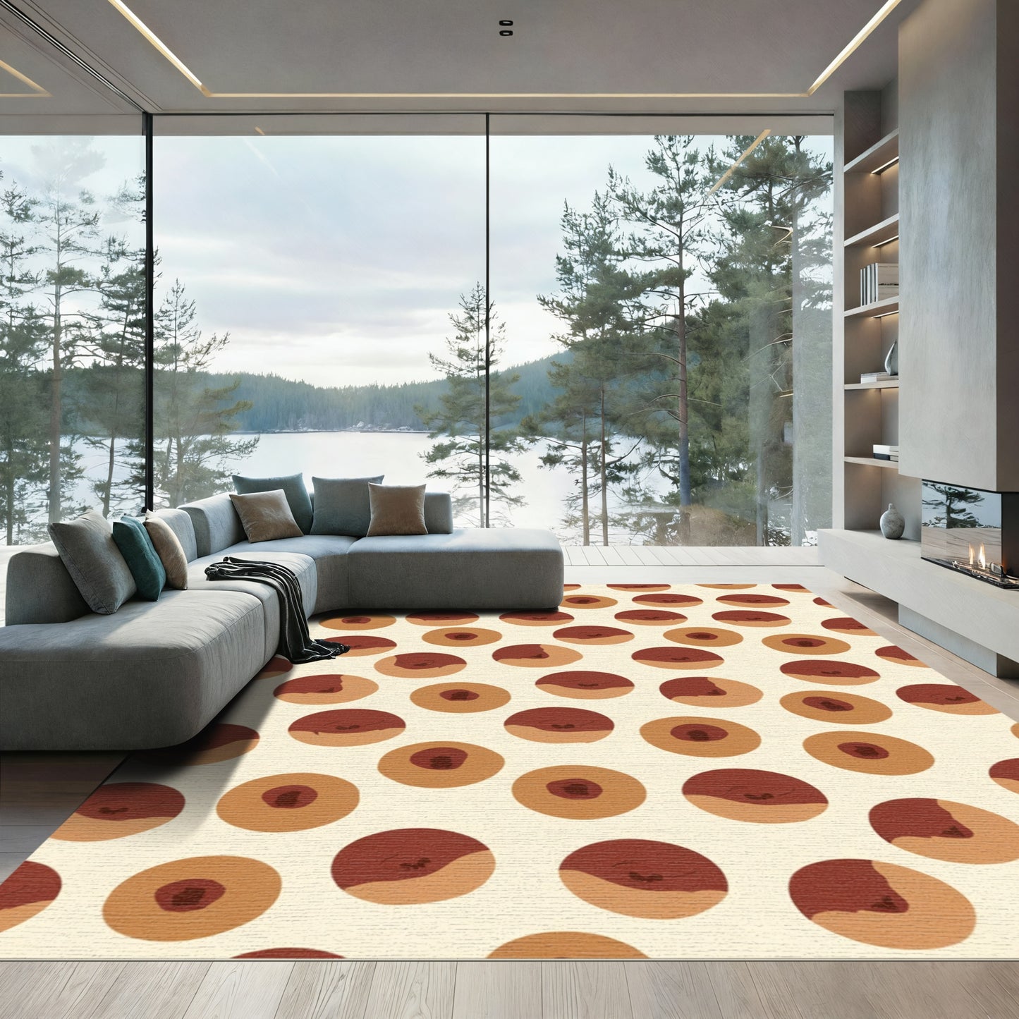 Brown Circles Abstract Repeating Pattern Rug