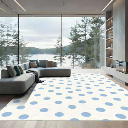 Soft Blue Scattered Dot Rug