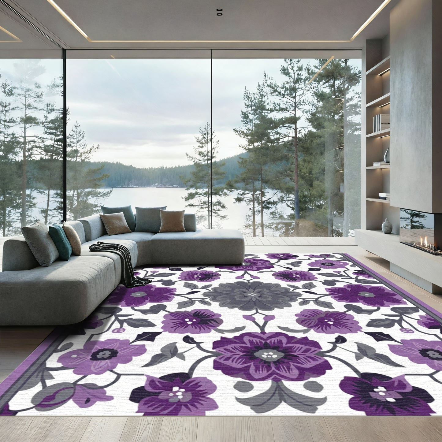 Violet Grape Blossom Bloom Arrangement Rug