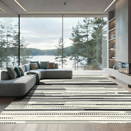 Monochromatic Abstract Stripe Arrangement Rug
