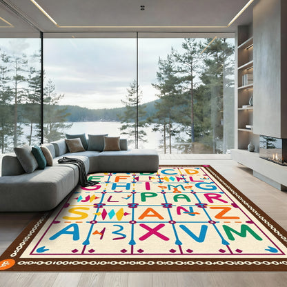 Colorful Alphabet Grid Composition Rug